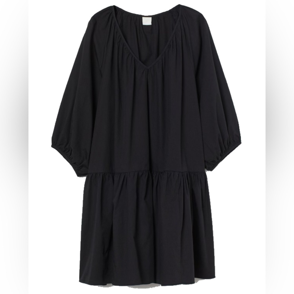 H&M Black Tiered Sundress with Bishop Sleeves